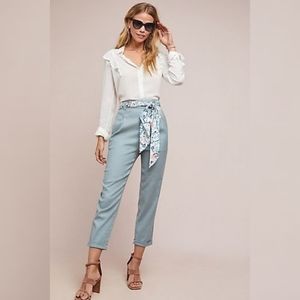 Anthropologie Blue Ett:Twa Nias Belted Linen Pants